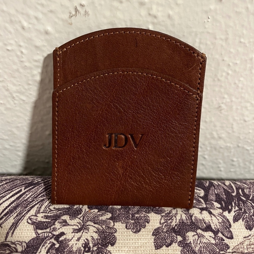 Col. Littleton No. 18 Front Pocket Wallet Brown Leather Card Holder Monogram JDV